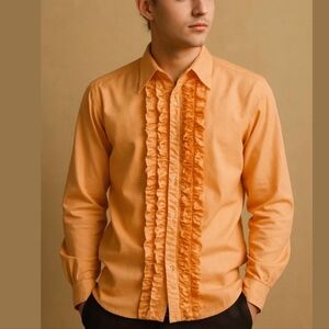 Vintage 70s Ruffle Shirt – Melon Peach